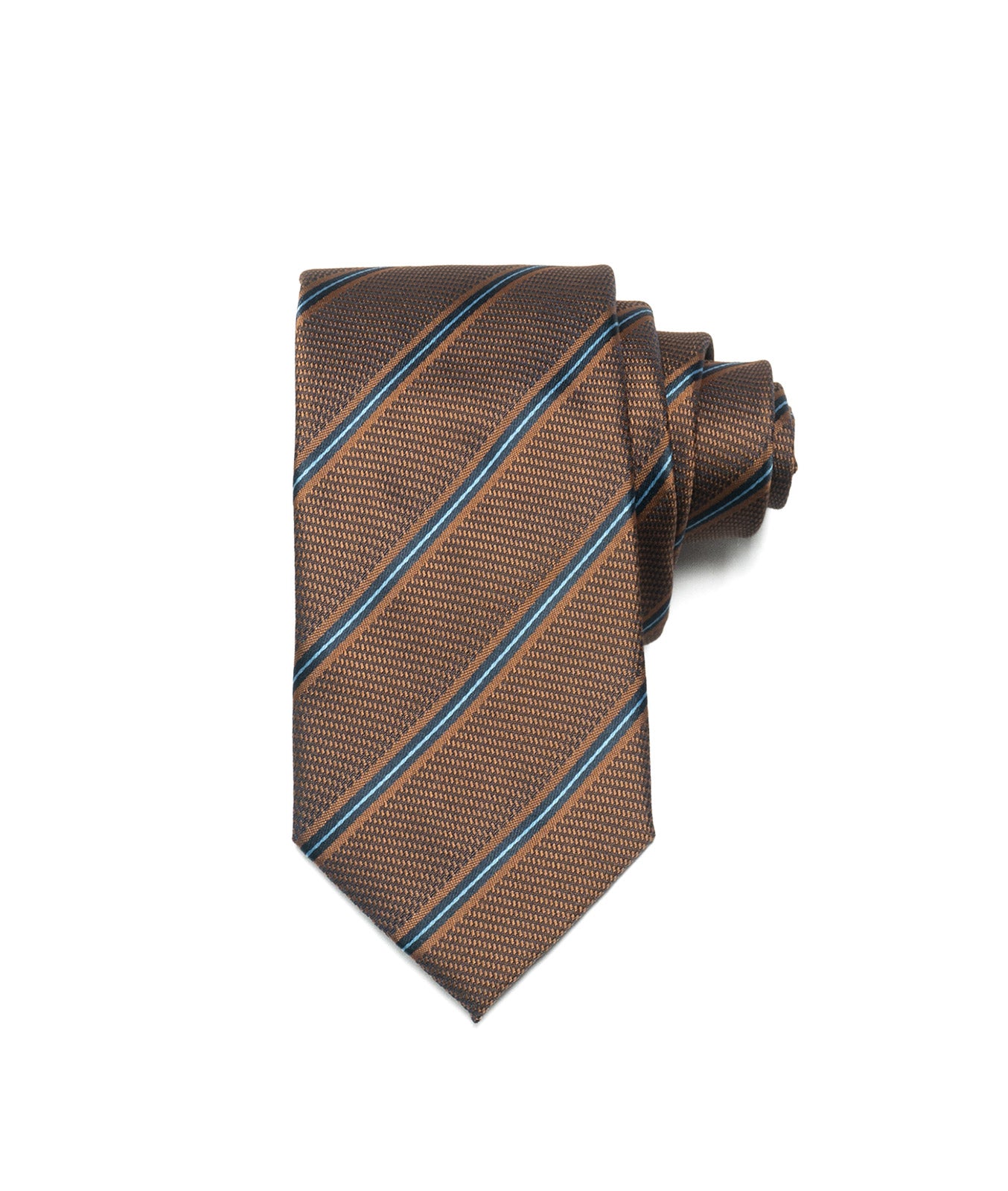 Corbata Café Rayas Azul Clara