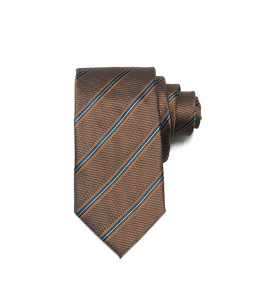 Corbata Café Rayas Azul Clara