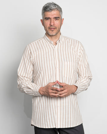 Camisa Algodon Rayas Beige