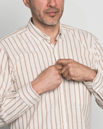 Camisa Algodon Rayas Beige