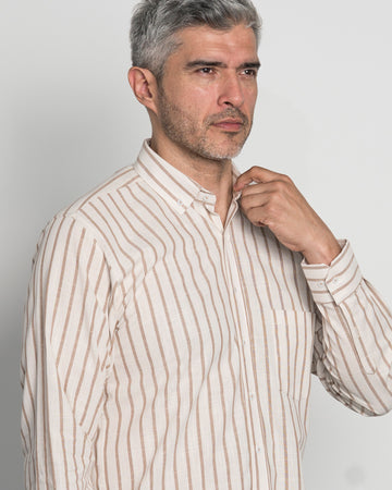 Camisa Algodon Rayas Beige