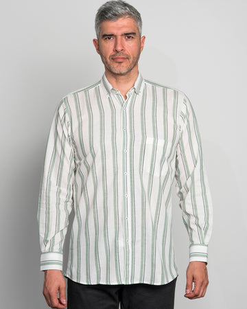 Camisa Algodón Raya Verde