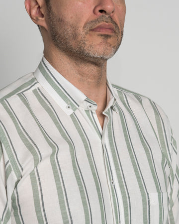 Camisa Algodón Raya Verde