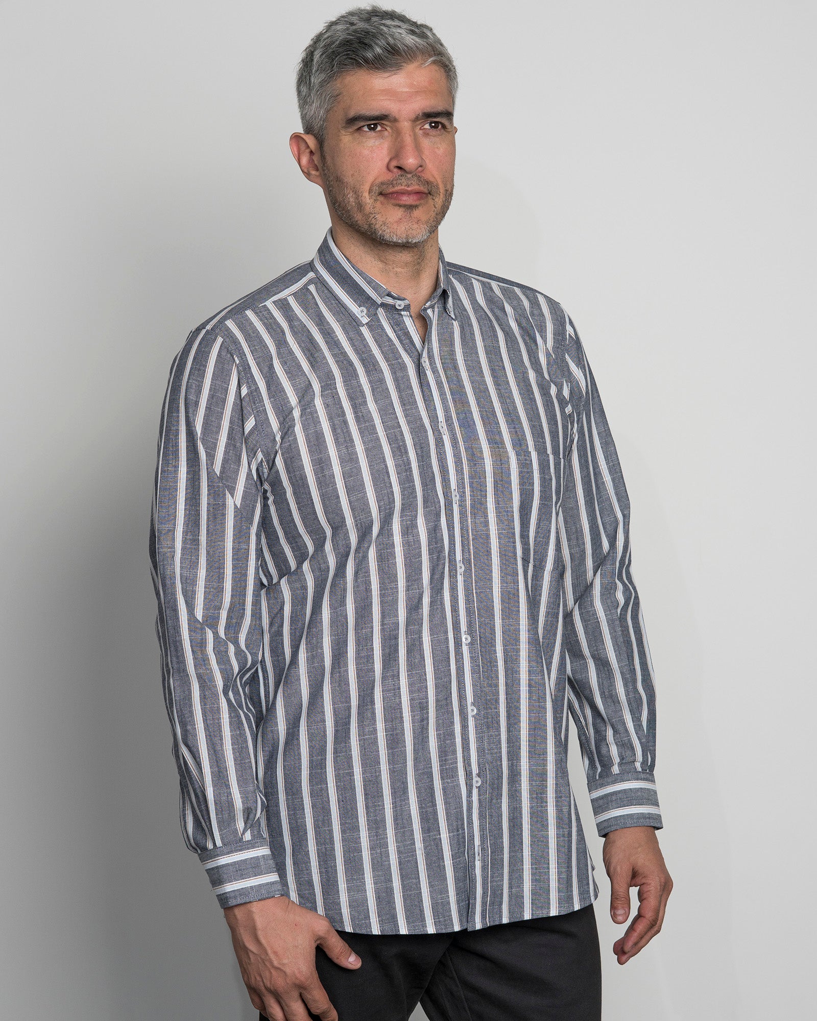 Camisa Algodón Azul Raya