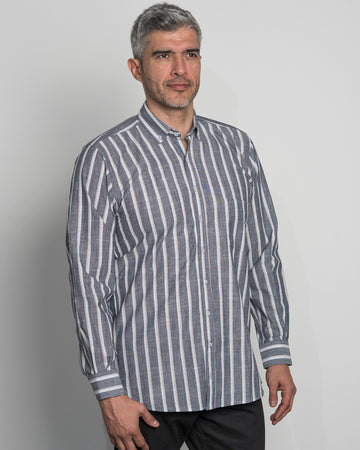 Camisa Algodón Azul Raya