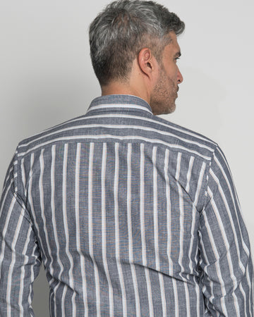 Camisa Algodón Azul Raya