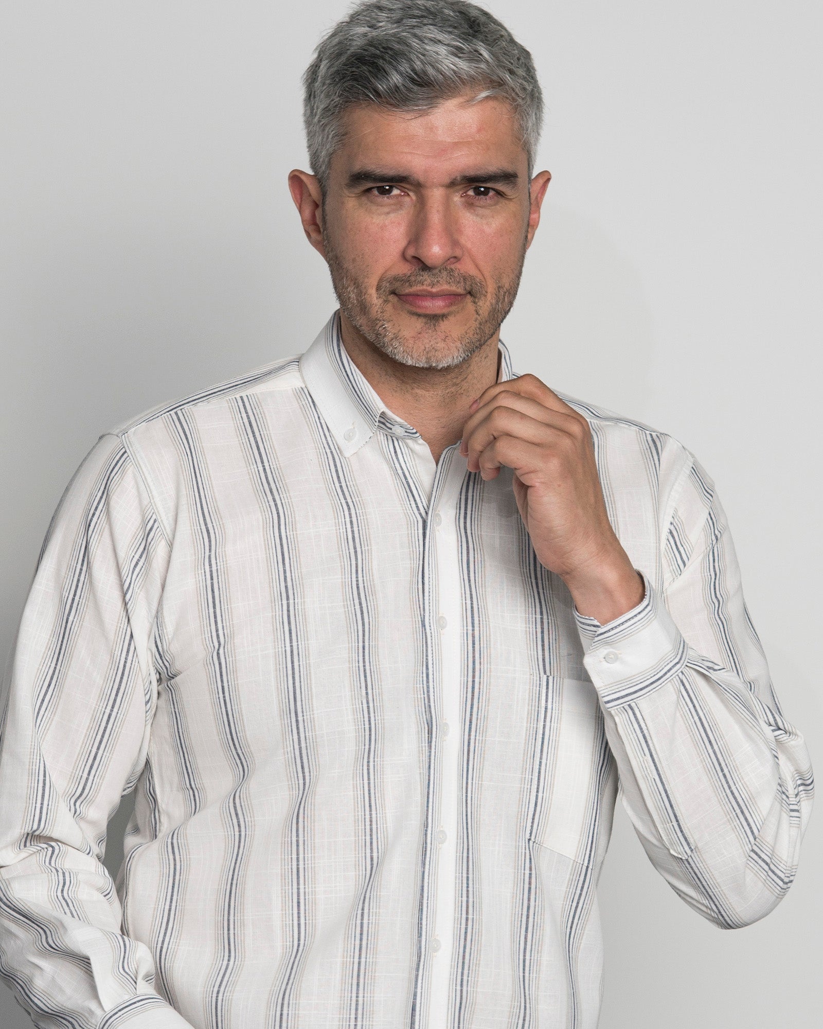 Camisa Algodón Raya Negra