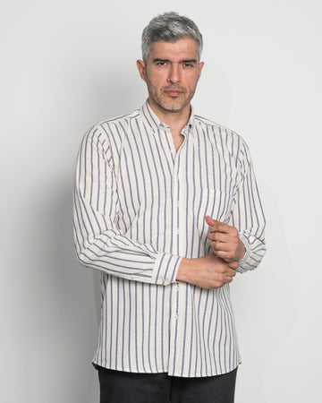 Camisa Algodón Raya Azul
