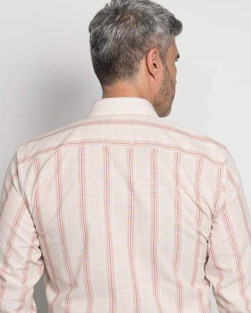 Camisa Algodón Raya Vino Tinto