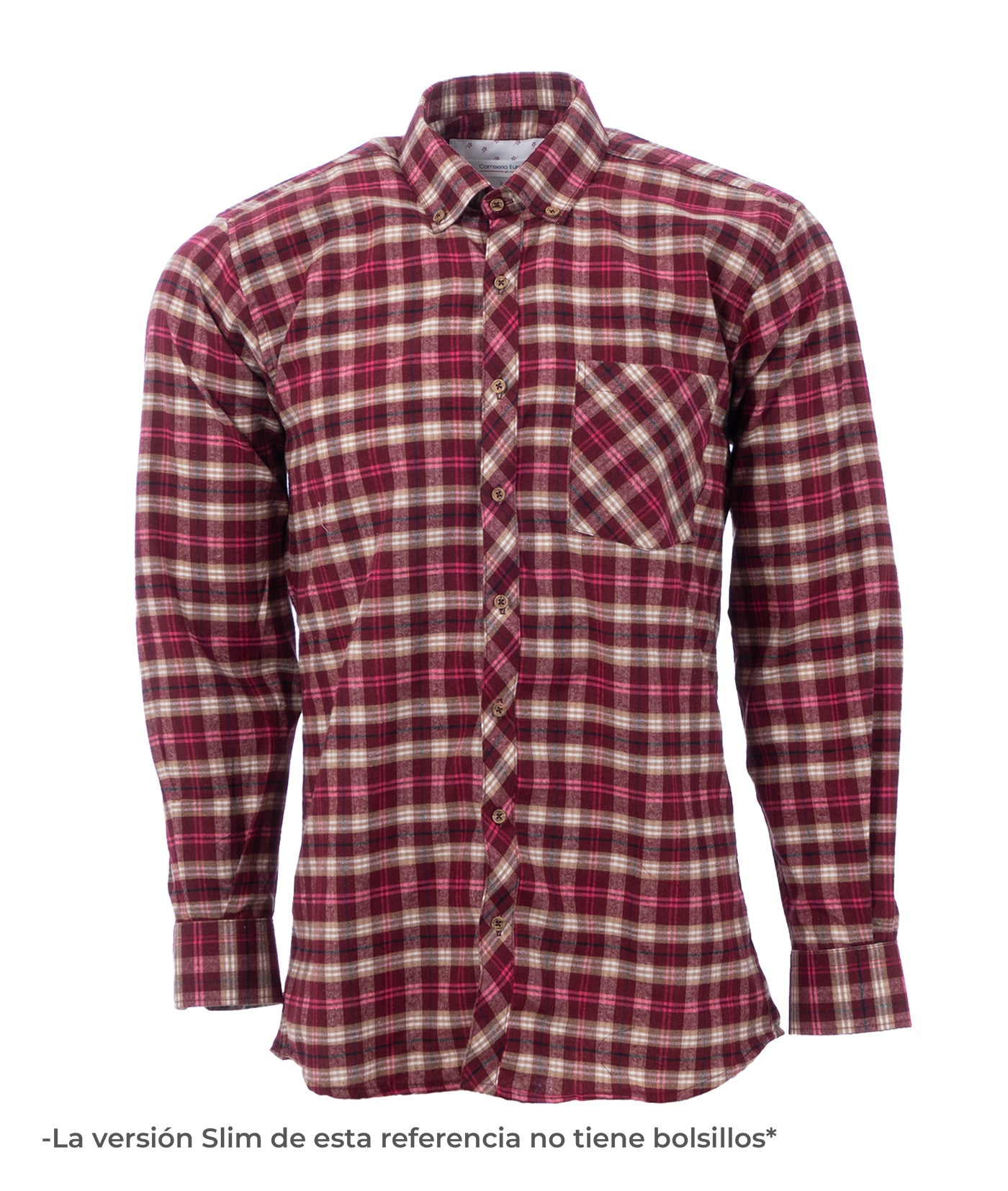 Camisa Leñadora Vino Tinto Franjas Blancas