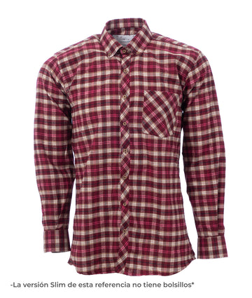 Camisa Leñadora Vino Tinto Franjas Blancas