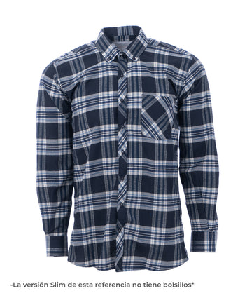 Camisa Leñadora Azul Franjas Blancas