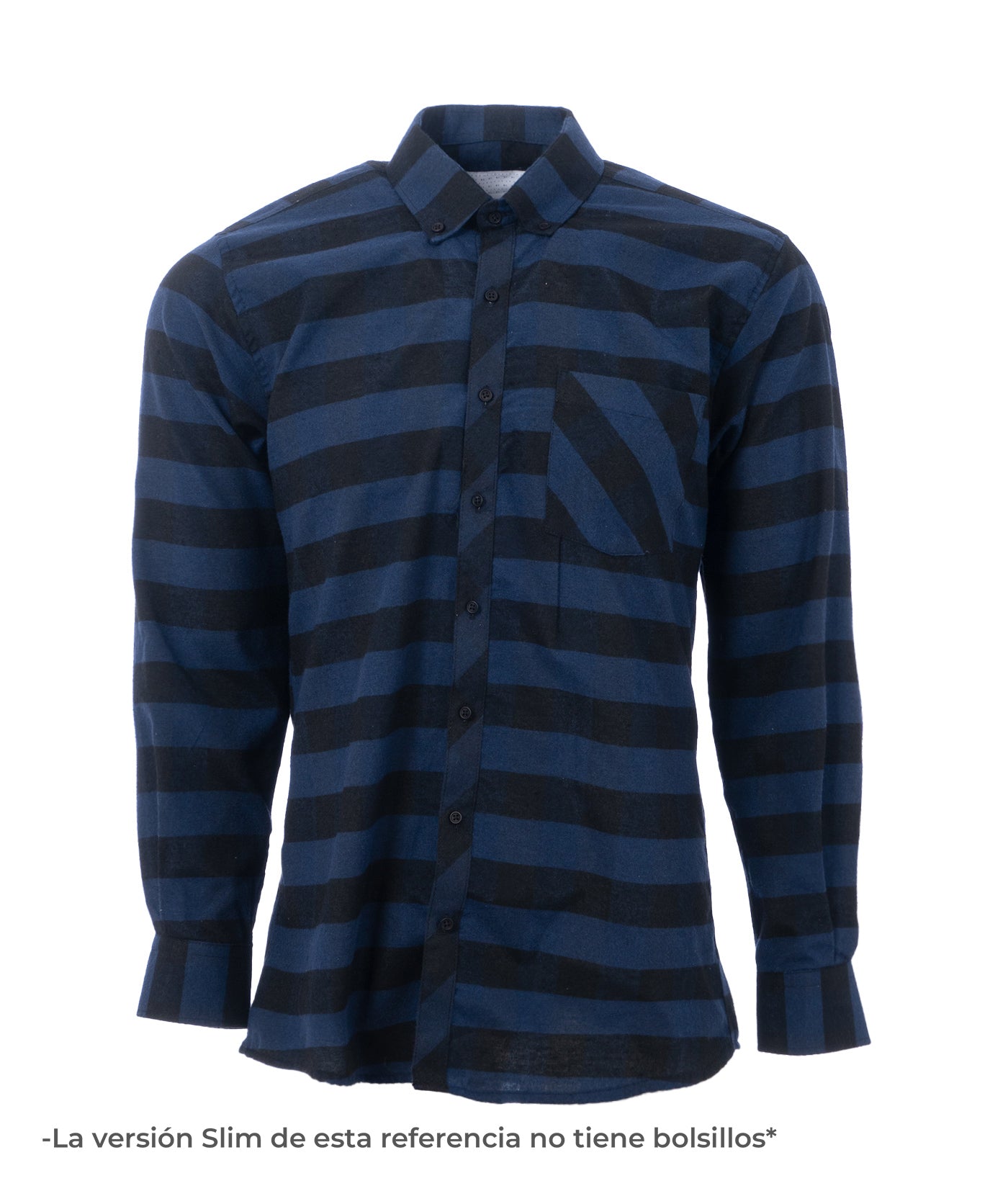 Camisa Leñadora Azul Franja Negra