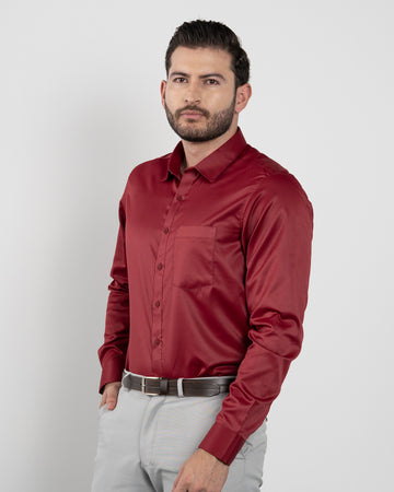 Camisa Formal Satín Vino Tinto