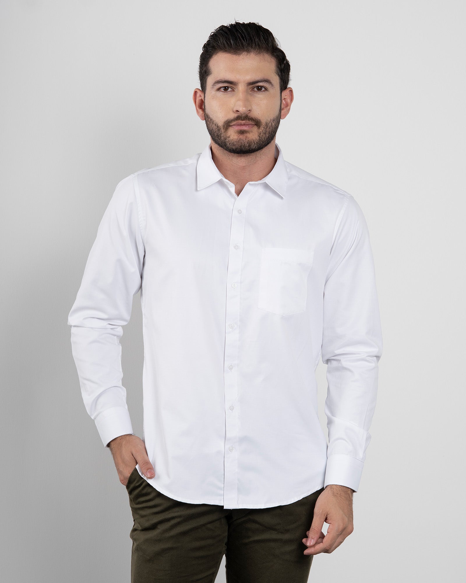 Camisa Formal Satín Blanca