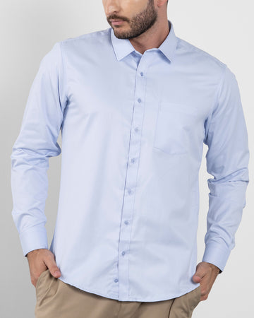 Camisa Formal Satín Azul Clara
