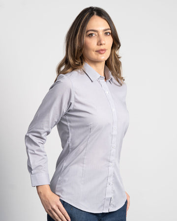 Camisa Solo Fondo Gris Claro Rayas Mujer