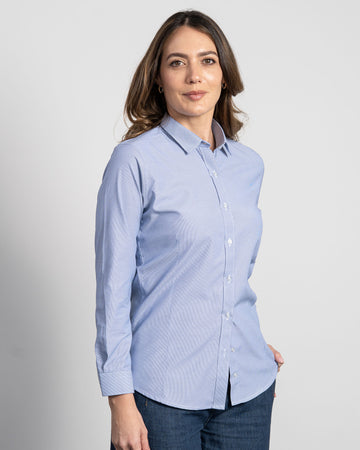 Camisa Azul Clara Rayas 2 Mujer