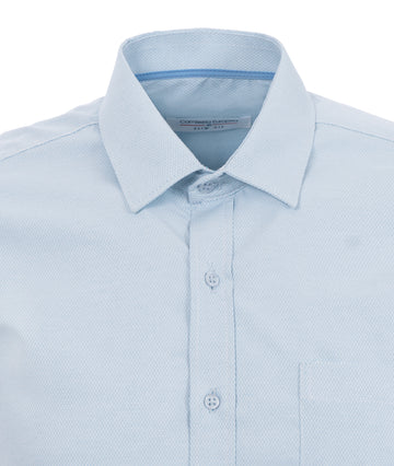 Camisa Formal Solo Fondo Azul Clara Puntos Blancos