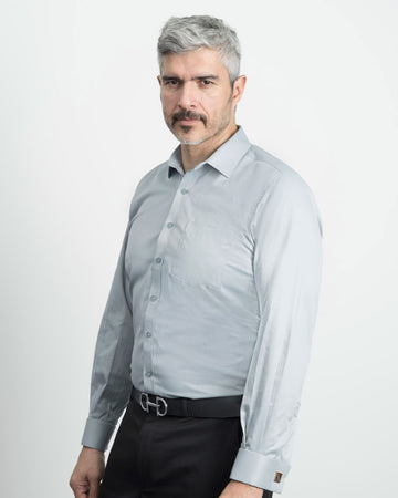 Camisa Mancorna Gris Claro