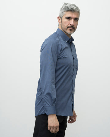 Camisa Solo Fondo Azul Detalle Cuello