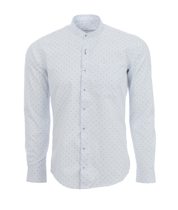 Camisa Print Cuadros Cuello Mao Blanca