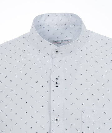 Camisa Print Cuadros Cuello Mao Blanca