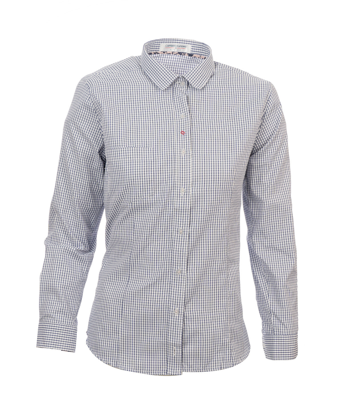 Camisa de Cuadros Textura Mujer Azul