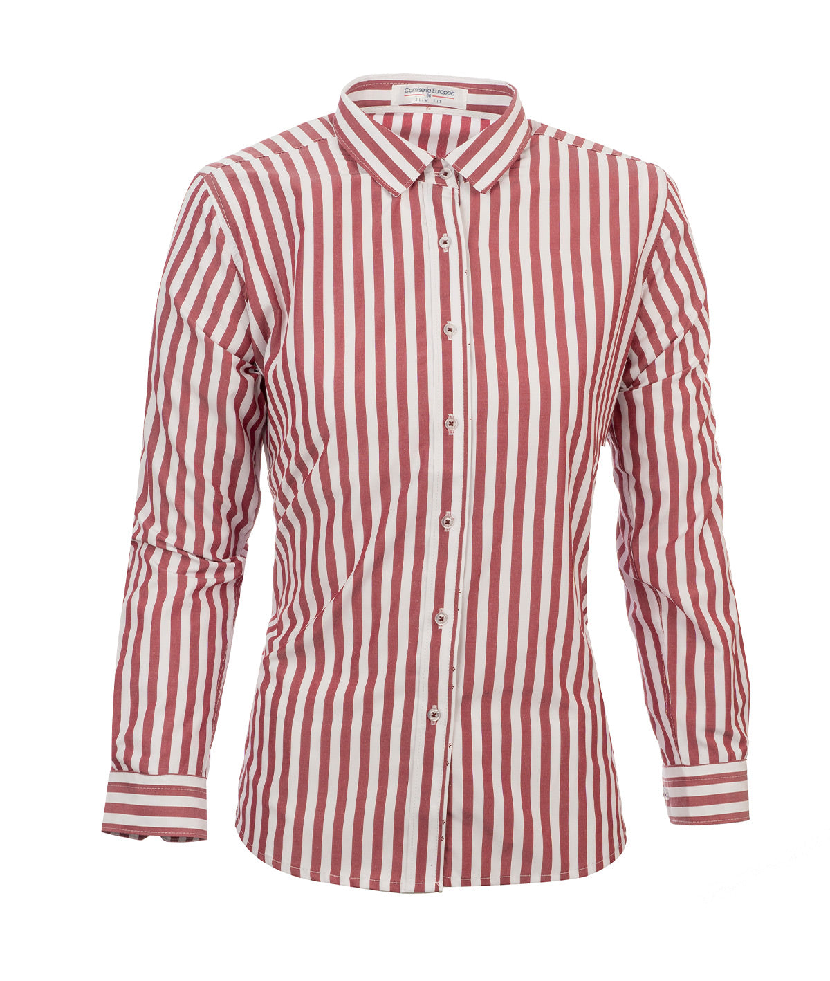 Camisa de Rayas Mujer Vino Tinto