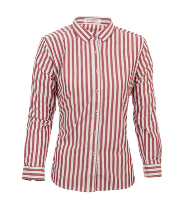 Camisa de Rayas Mujer Vino Tinto
