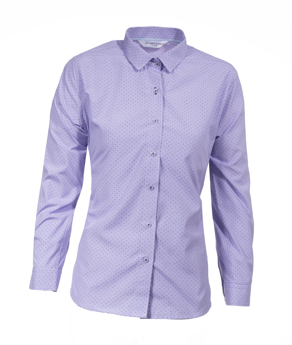 Camisa Print Lila Cuadritos y Puntos Mujer