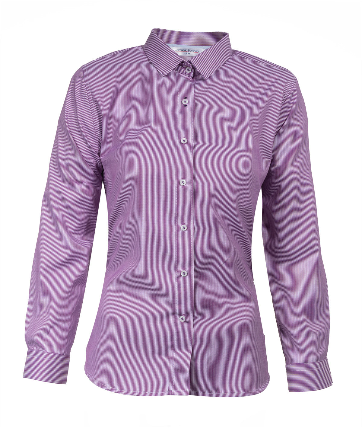 Camisa a Rayas Morada Mujer