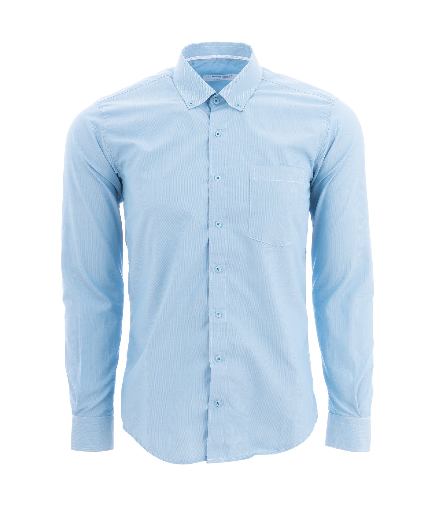 Camisa Rayas Delgadas Azul Claro 7