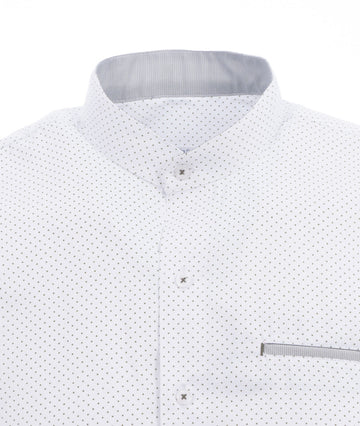 Camisa Manga Corta Print Blanca Puntos Verdes