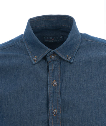 Camisa Jean Básica Media Botón Down