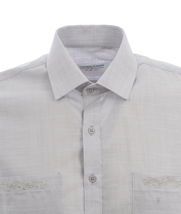 Camisa Guayabera Gris Claro