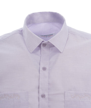 Camisa Guayabera Lila Claro