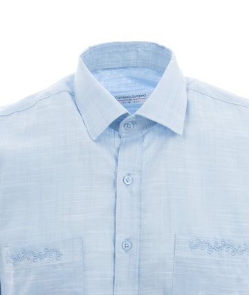 Camisa Guayabera Azul Claro