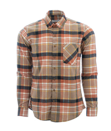 Camisa Leñadora Naranja Franjas Azules